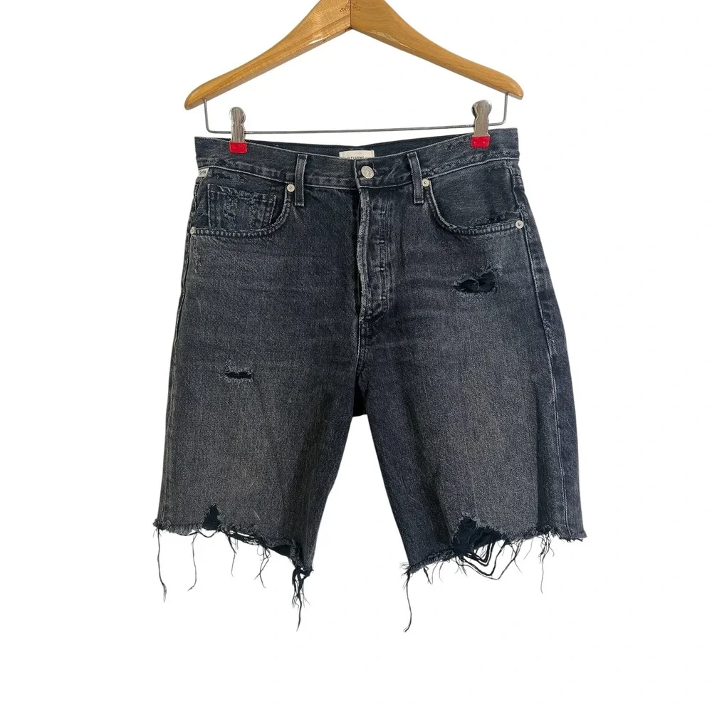 CITIZENS OF HUMANITY Ambrosio Long Denim Shorts in Black 1928-1134